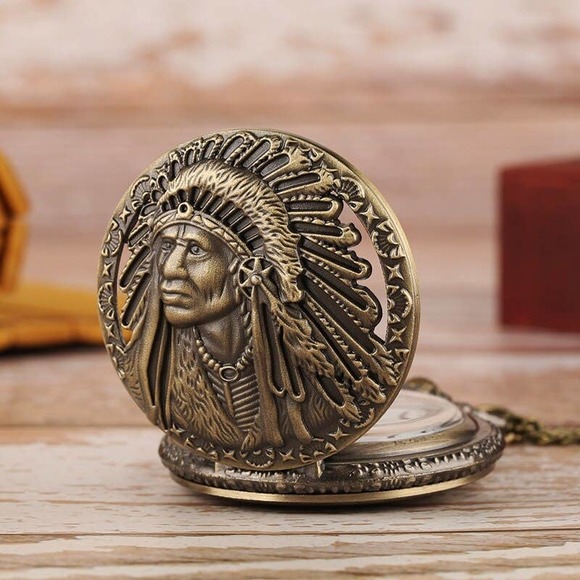 Native American Gift Pocket Watch Indian Indigenous People - Picture 4 of 5